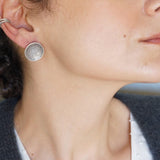Silver Asymmetric Hammered Disc Stud Earrings
