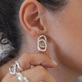 Silver Organic Stud Earrings