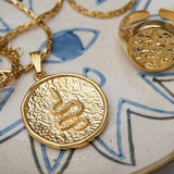Gold Snake Stamp Necklace