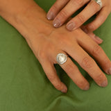 Silver Round Hammered Ring