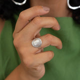 Silver Round Hammered Ring