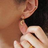 Mismatched Sun and Moon Gold Hoop Earrings