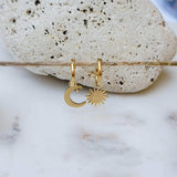 Mismatched Sun and Moon Gold Hoop Earrings