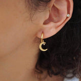 Mismatched Sun and Moon Gold Hoop Earrings