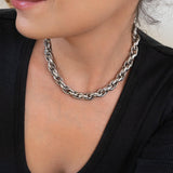 Silver Twisted Oval Chunky Chain Choker