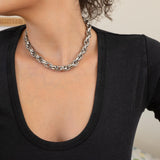 Silver Twisted Oval Chunky Chain Choker