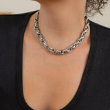 Silver Twisted Oval Chunky Chain Choker