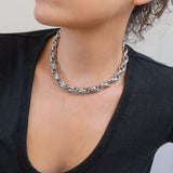 Silver Twisted Oval Chunky Chain Choker