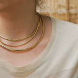 Gold Stainless Steel Flat Snake Chain Choker
