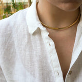 Gold Stainless Steel Flat Snake Chain Choker