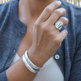 Silver Wave Ripple Ring