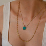 Gold Flat Oval Long Chain Necklace