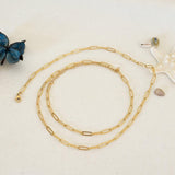 Gold Flat Oval Long Chain Necklace