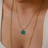 Gold Flat Oval Long Chain Necklace