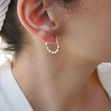 Silver hoop earrings wt engraved lines design