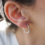 Silver hoop earrings wt engraved lines design