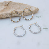 Silver hoop earrings wt engraved lines design