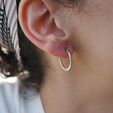 Silver hoop earrings wt engraved lines design