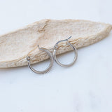 Silver hoop earrings wt engraved lines design