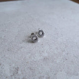 Silver Asymmetric Circle Stud Earrings