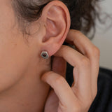 Silver Asymmetric Circle Stud Earrings