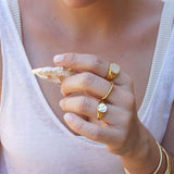 Gold and White Seashell Ring