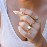 Gold and White Seashell Ring