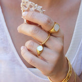 Gold and White Seashell Ring