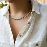 Silver Flat Snake Chain Choker