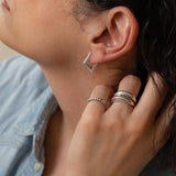 Silver Rhombus 3/4 Hoop Earrings