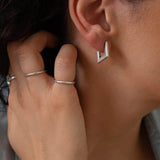 Silver Rhombus 3/4 Hoop Earrings
