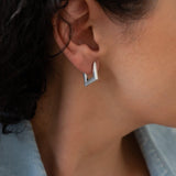 Silver Rhombus 3/4 Hoop Earrings