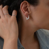 Silver Rhombus 3/4 Hoop Earrings