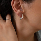 Silver Rhombus 3/4 Hoop Earrings