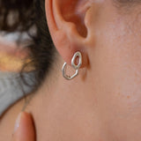 Silver Organic Ear Jackets Simple Oval Stud Earrings