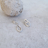 Silver Organic Ear Jackets Simple Oval Stud Earrings