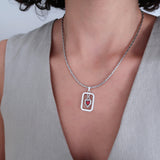 Ασημένιο Κολιέ με Καρδιά από Κόκκινο Σμάλτο