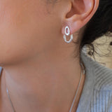 Silver Organic Ear Jackets Simple Oval Stud Earrings