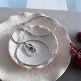 Ασημένιο Κολιέ με Καρδιά από Κόκκινο Σμάλτο