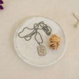 Silver Rectangular Moon Evil Eye Pendant