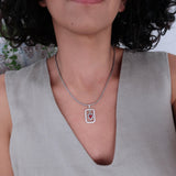 Ασημένιο Κολιέ με Καρδιά από Κόκκινο Σμάλτο