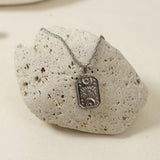 Silver Rectangular Moon Evil Eye Pendant