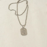 Silver Rectangular Moon Evil Eye Pendant