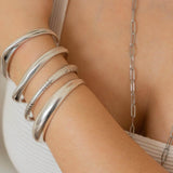 Silver Cuff Bracelet - Bold Organic Stacking Boho Minimalist Statement for Women