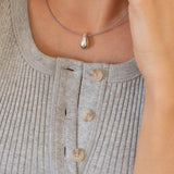 Silver Bold Drop with Wire Collar Necklace