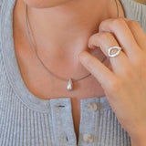 Silver Bold Drop with Wire Collar Necklace