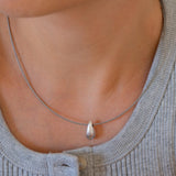 Silver Bold Drop with Wire Collar Necklace