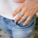 Silver Floral Stamped Signet Ring