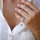 Silver Floral Stamped Signet Ring