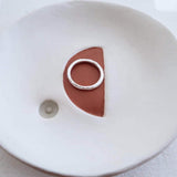 Silver thin hammered band ring